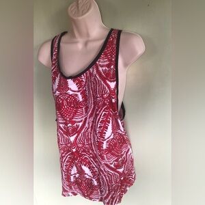 Zara Man Womens Tank Top Sz Medium? Loose Fit Red White Floral Boho Shirt Tee